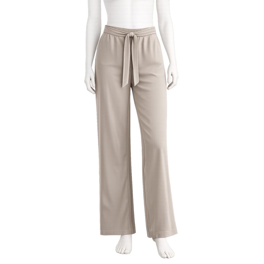 Nicole Miller Taupe Wide Leg Tie Front Pants - Size Small